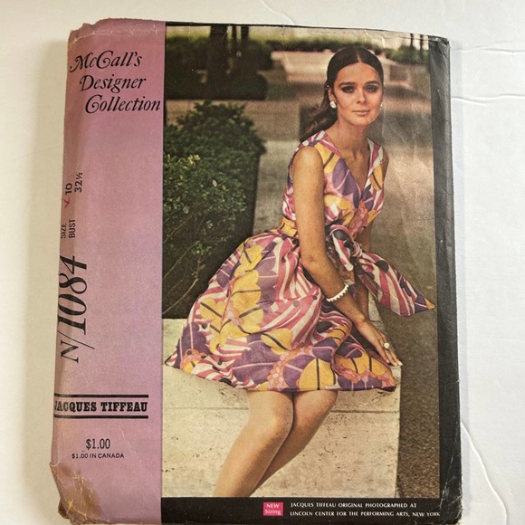 McCalls Vintage Designer Collection Jacques Tiffeau Pattern #N/1084 Dress Sz 10 - Picture 1 of 6
